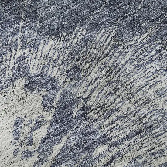 Navy Blue And Ivory Abstract Washable Area Rug With UV Protection Photo 9