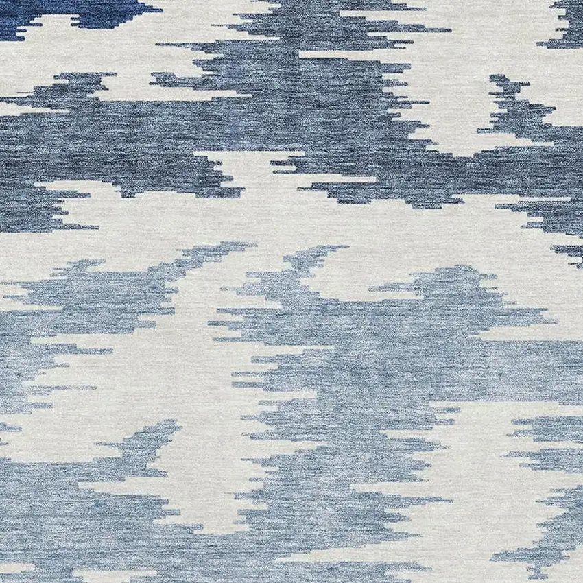 Navy Blue And Ivory Abstract Washable Area Rug With UV Protection Photo 3
