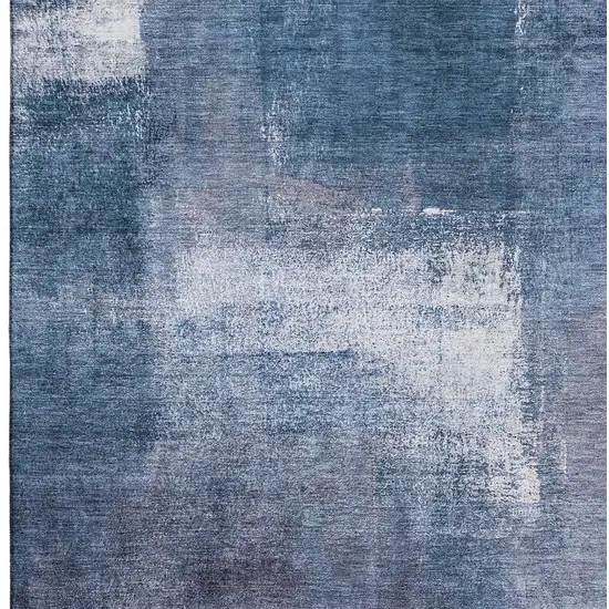 Navy Blue And Ivory Abstract Washable Area Rug With UV Protection Photo 4