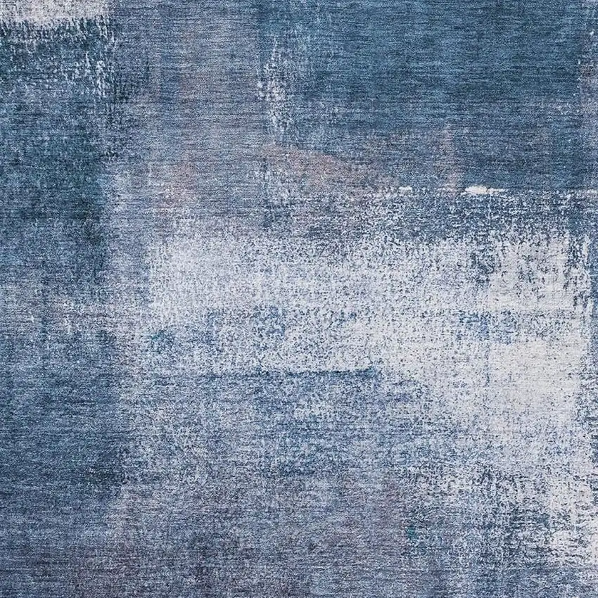 Navy Blue And Ivory Abstract Washable Area Rug With UV Protection Photo 3