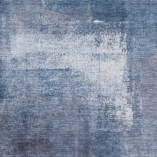 Navy Blue And Ivory Abstract Washable Area Rug With UV Protection Photo 3