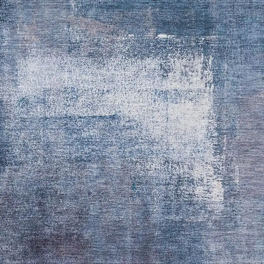 Navy Blue And Ivory Abstract Washable Area Rug With UV Protection Photo 3