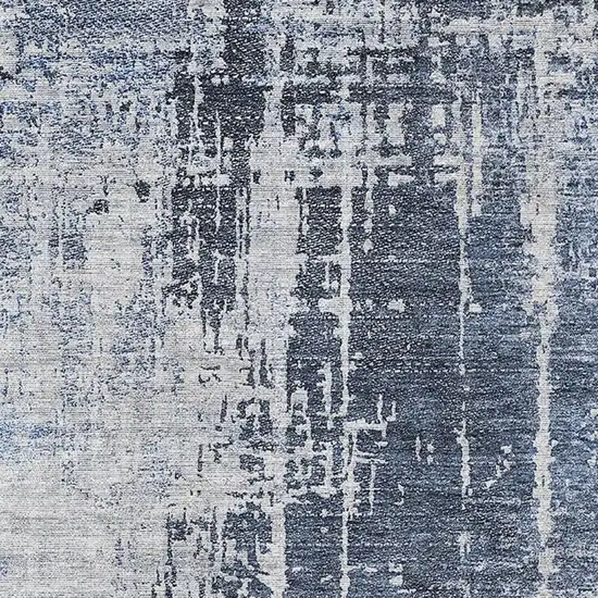 Navy Blue And Ivory Abstract Washable Area Rug With UV Protection Photo 3