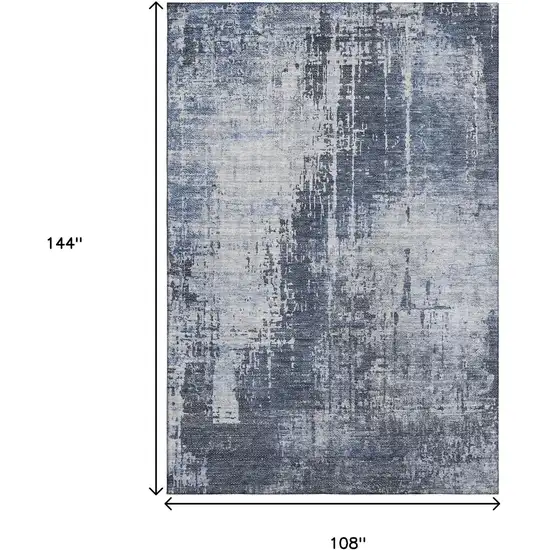 Navy Blue And Ivory Abstract Washable Area Rug With UV Protection Photo 3