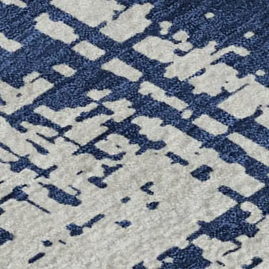 Navy Blue And Ivory Abstract Washable Area Rug With UV Protection Photo 4