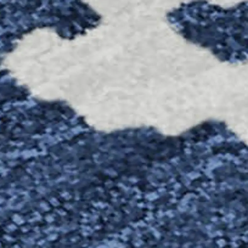 Navy Blue And Ivory Abstract Washable Area Rug With UV Protection Photo 3