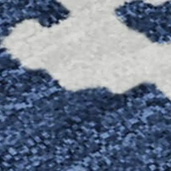 Navy Blue And Ivory Abstract Washable Area Rug With UV Protection Photo 3