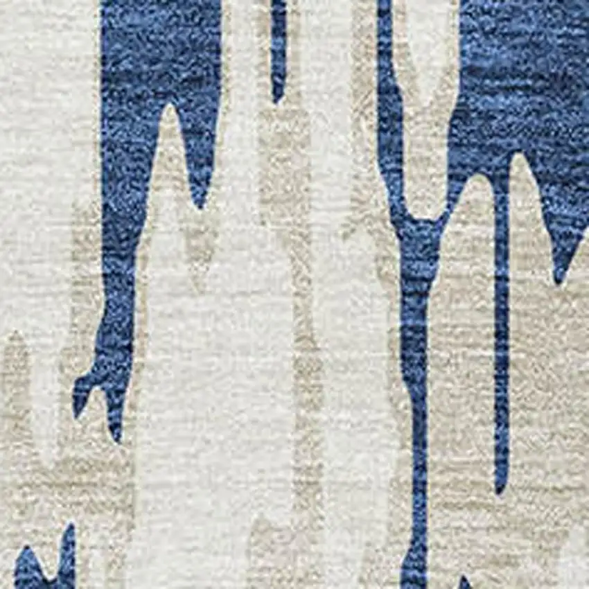 Navy Blue And Ivory Abstract Washable Area Rug With UV Protection Photo 2