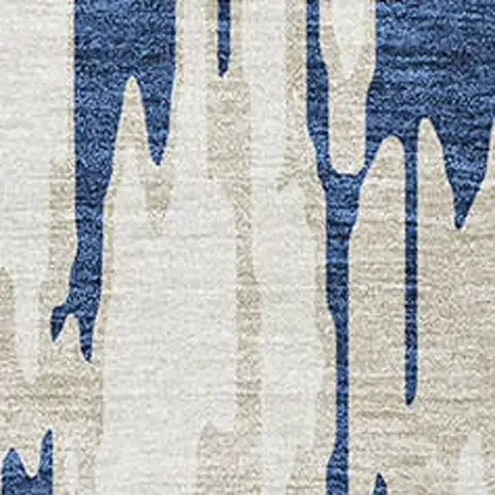 Navy Blue And Ivory Abstract Washable Area Rug With UV Protection Photo 2