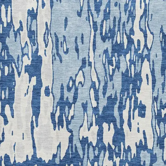 Navy Blue And Ivory Abstract Washable Area Rug With UV Protection Photo 2