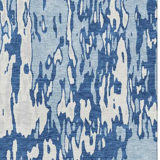 Navy Blue And Ivory Abstract Washable Area Rug With UV Protection Photo 2