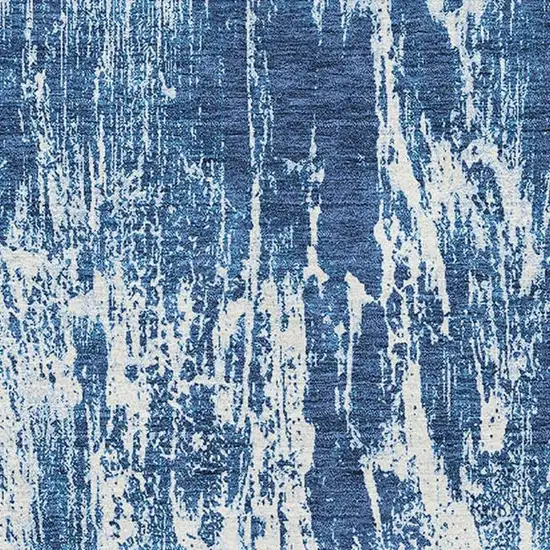 Navy Blue And Ivory Abstract Washable Area Rug With UV Protection Photo 2