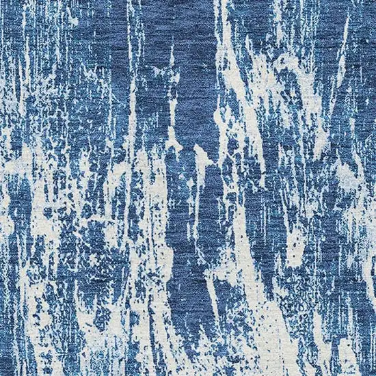 Navy Blue And Ivory Abstract Washable Area Rug With UV Protection Photo 2