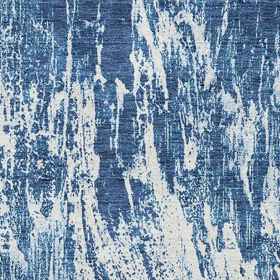 Navy Blue And Ivory Abstract Washable Area Rug With UV Protection Photo 2