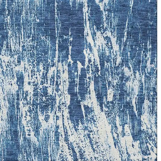 Navy Blue And Ivory Abstract Washable Area Rug With UV Protection Photo 3