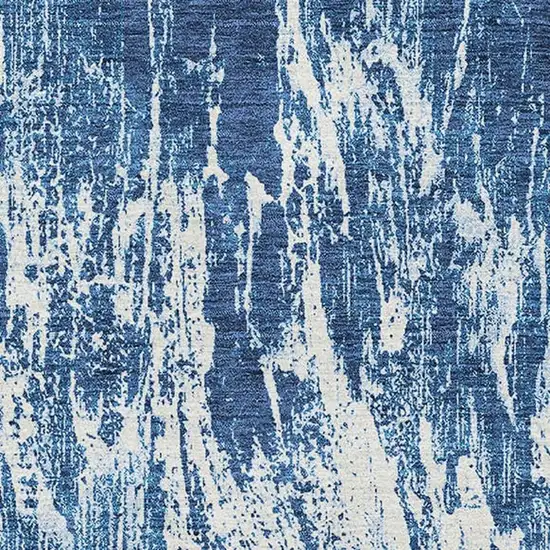 Navy Blue And Ivory Abstract Washable Area Rug With UV Protection Photo 2
