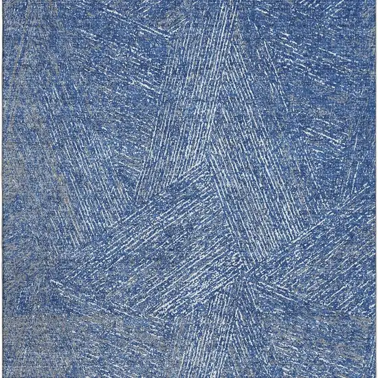 Navy Blue And Ivory Abstract Washable Area Rug With UV Protection Photo 4