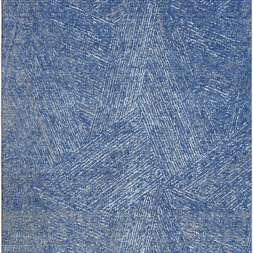 Navy Blue And Ivory Abstract Washable Area Rug With UV Protection Photo 4