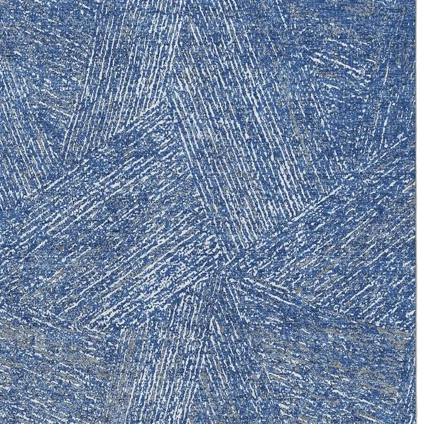 Navy Blue And Ivory Abstract Washable Area Rug With UV Protection Photo 3