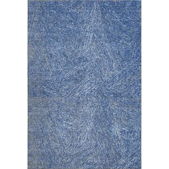 Navy Blue And Ivory Abstract Washable Area Rug With UV Protection Photo 5
