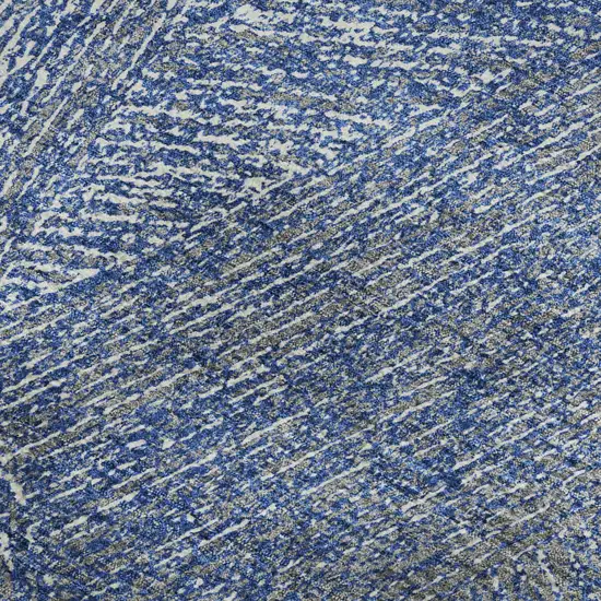 Navy Blue And Ivory Abstract Washable Area Rug With UV Protection Photo 2