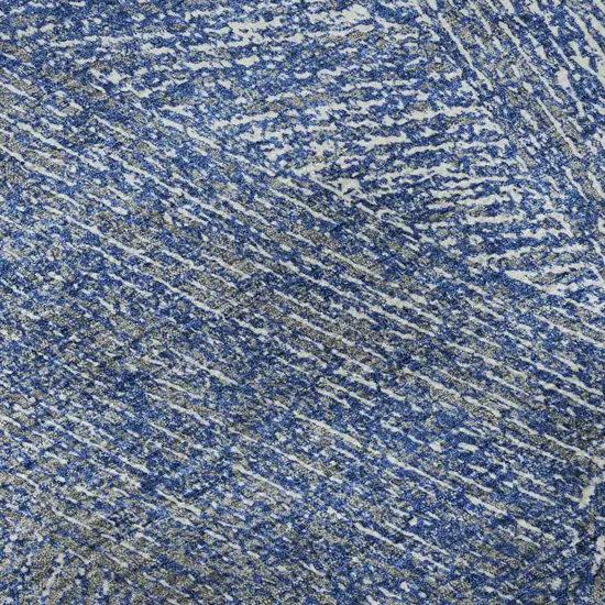 Navy Blue And Ivory Abstract Washable Area Rug With UV Protection Photo 1