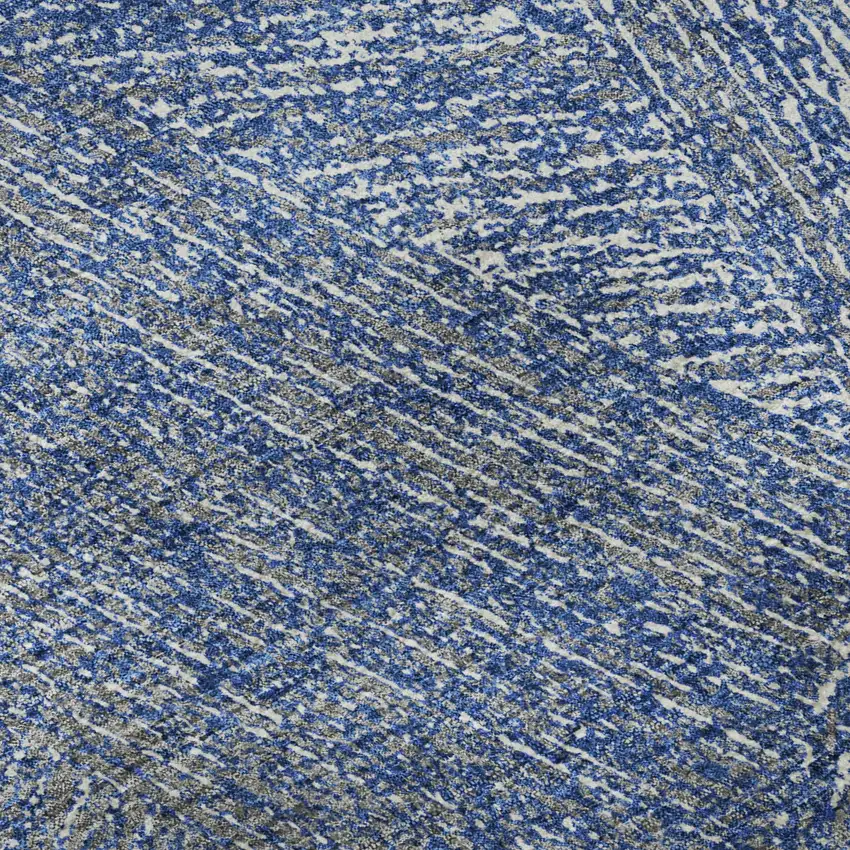 Navy Blue And Ivory Abstract Washable Area Rug With UV Protection Photo 1