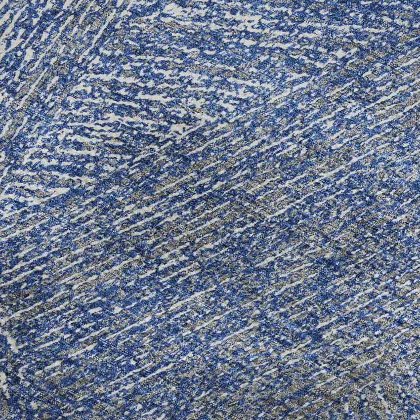 Navy Blue And Ivory Abstract Washable Area Rug With UV Protection Photo 2