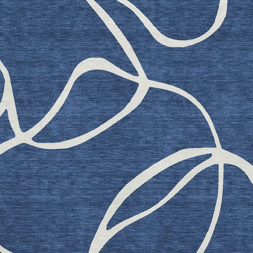 Navy Blue And Ivory Abstract Washable Area Rug With UV Protection Photo 2