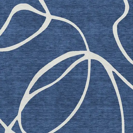 Navy Blue And Ivory Abstract Washable Area Rug With UV Protection Photo 2