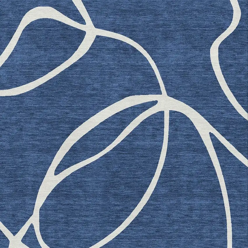 Navy Blue And Ivory Abstract Washable Area Rug With UV Protection Photo 2