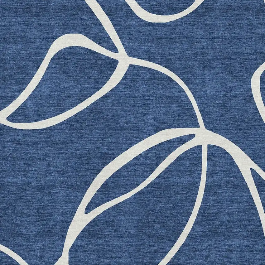 Navy Blue And Ivory Abstract Washable Area Rug With UV Protection Photo 2