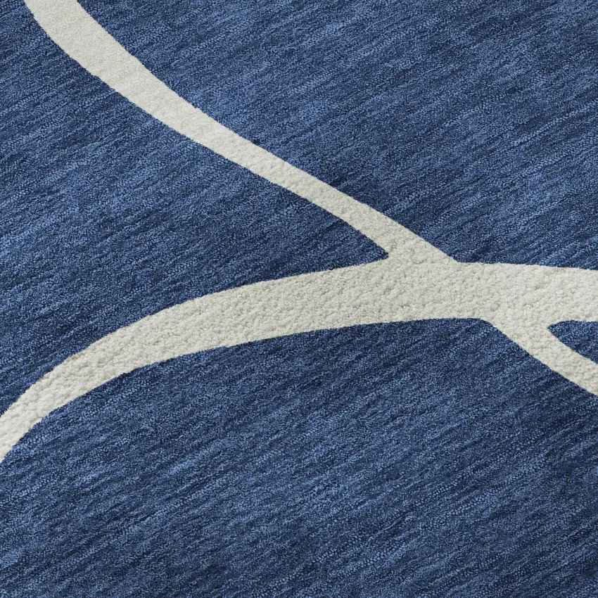 Navy Blue And Ivory Abstract Washable Area Rug With UV Protection Photo 9