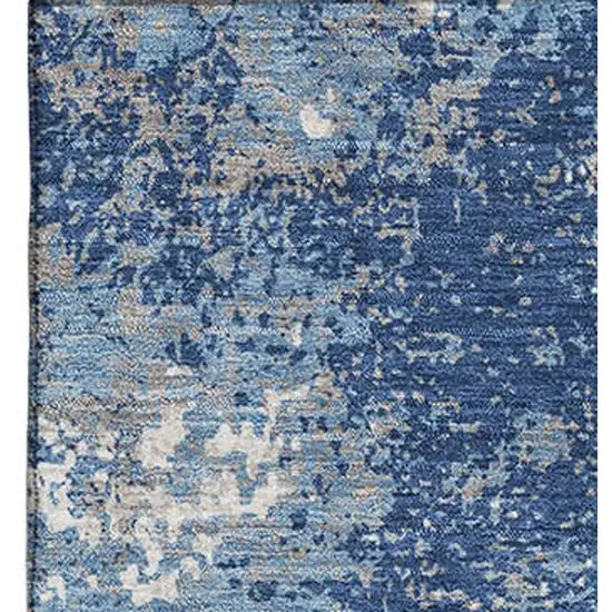 Navy Blue And Ivory Abstract Washable Area Rug With UV Protection Photo 2