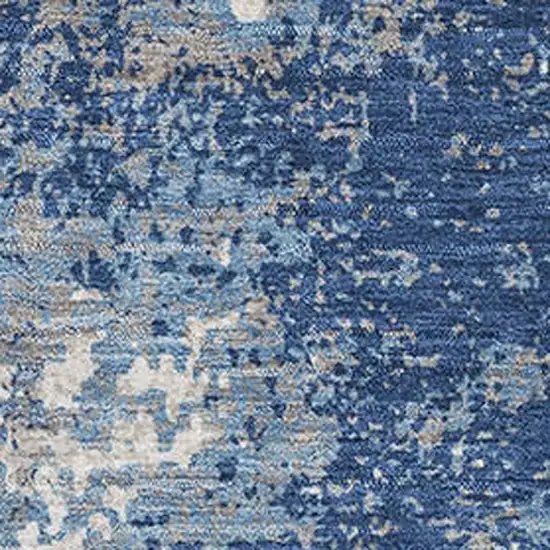 Navy Blue And Ivory Abstract Washable Area Rug With UV Protection Photo 2