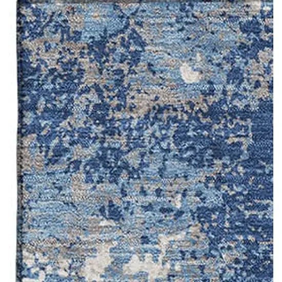Navy Blue And Ivory Abstract Washable Area Rug With UV Protection Photo 2