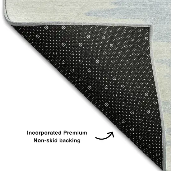 Navy Blue And Ivory Abstract Washable Area Rug With UV Protection Photo 5