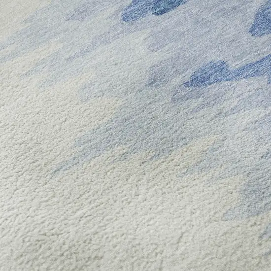 Navy Blue And Ivory Abstract Washable Area Rug With UV Protection Photo 8