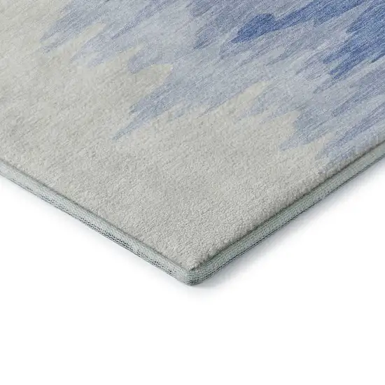 Navy Blue And Ivory Abstract Washable Area Rug With UV Protection Photo 7