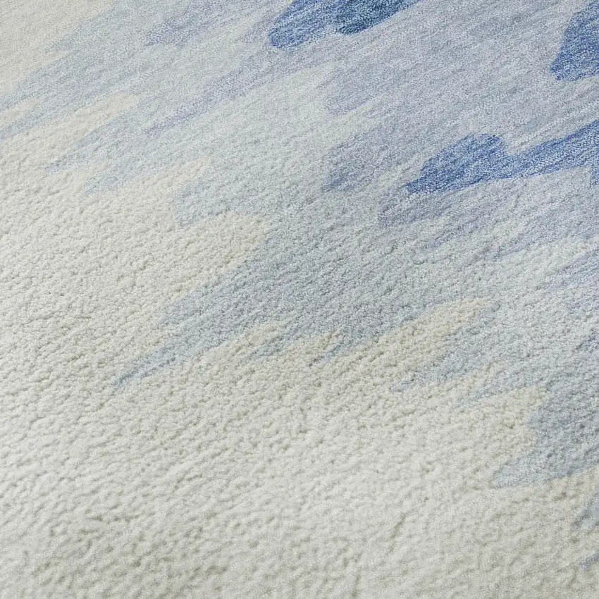 Navy Blue And Ivory Abstract Washable Area Rug With UV Protection Photo 9