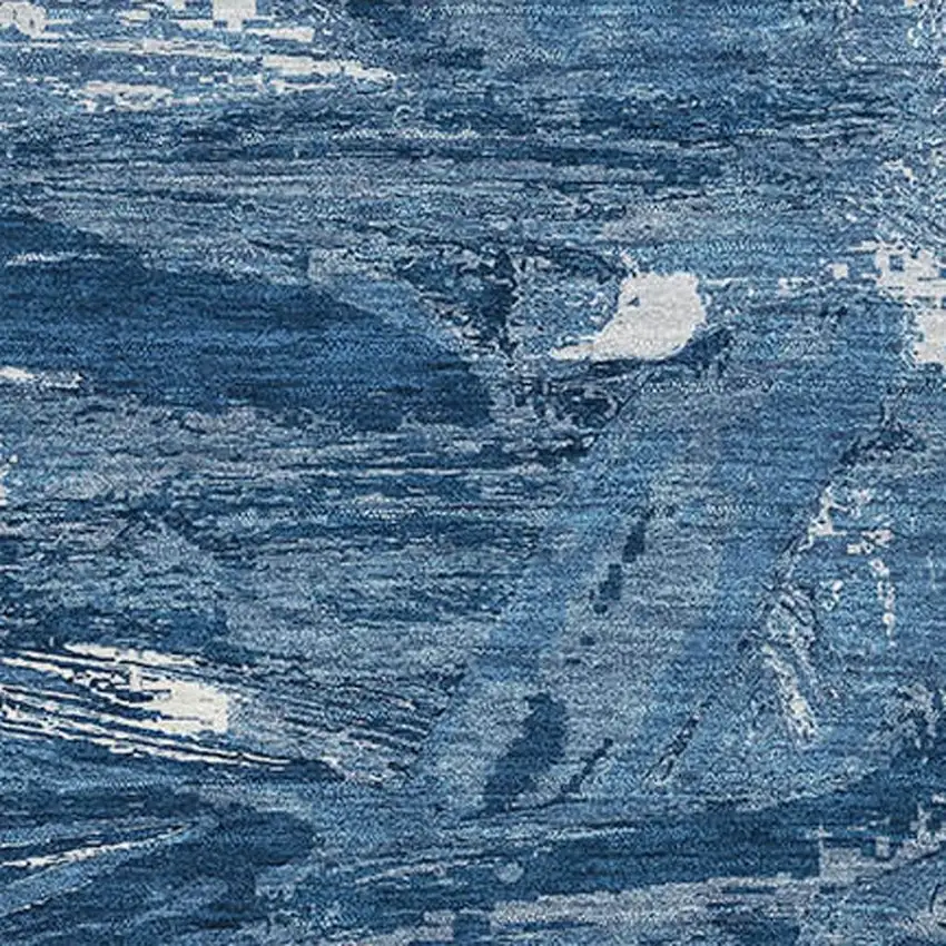 Navy Blue And Ivory Abstract Washable Area Rug With UV Protection Photo 2