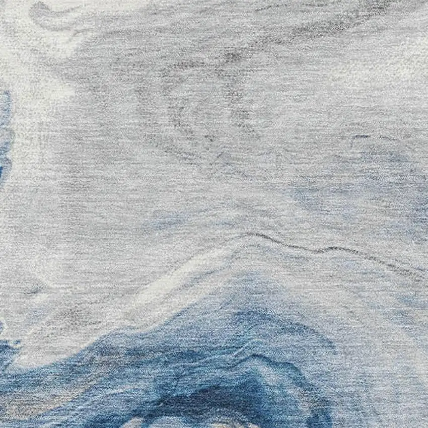 Navy Blue And Ivory Abstract Washable Area Rug With UV Protection Photo 2