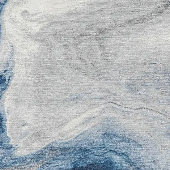 Navy Blue And Ivory Abstract Washable Area Rug With UV Protection Photo 2