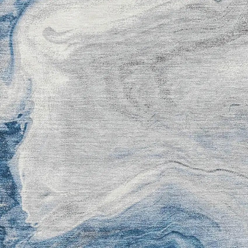 Navy Blue And Ivory Abstract Washable Area Rug With UV Protection Photo 2