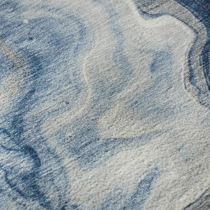 Navy Blue And Ivory Abstract Washable Area Rug With UV Protection Photo 9