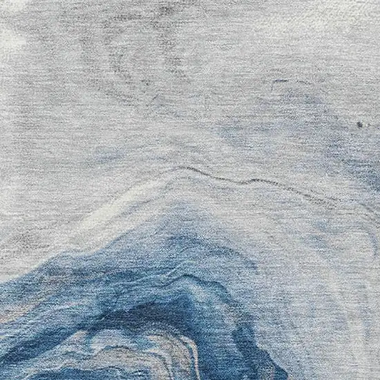 Navy Blue And Ivory Abstract Washable Area Rug With UV Protection Photo 2