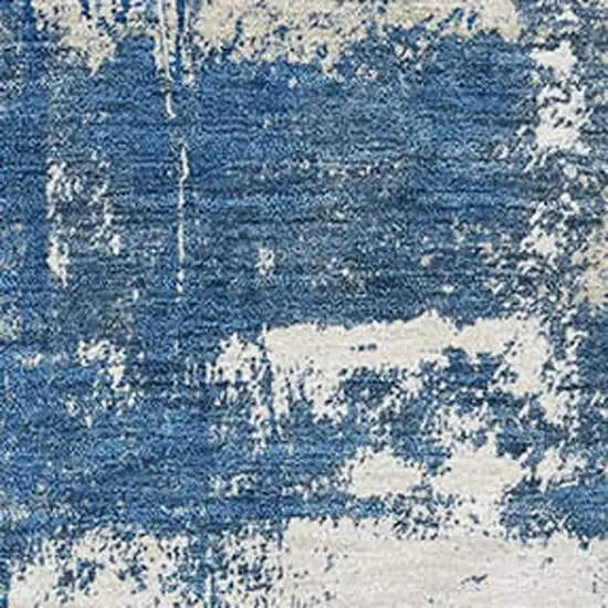 Navy Blue And Ivory Abstract Washable Area Rug With UV Protection Photo 3