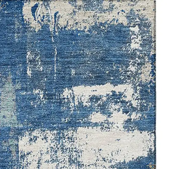 Navy Blue And Ivory Abstract Washable Area Rug With UV Protection Photo 4