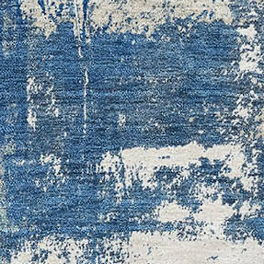 Navy Blue And Ivory Abstract Washable Area Rug With UV Protection Photo 3