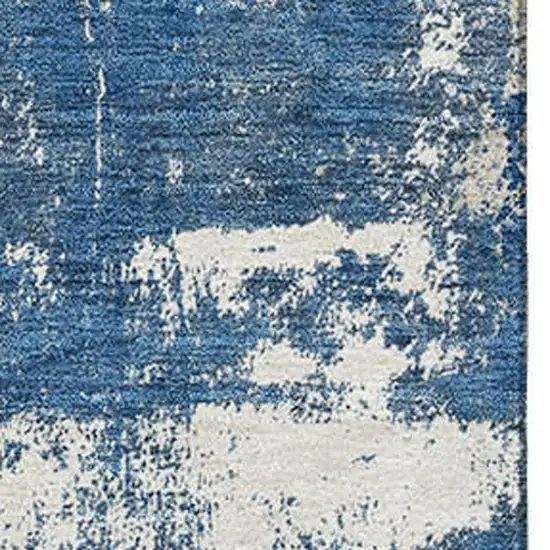 Navy Blue And Ivory Abstract Washable Area Rug With UV Protection Photo 3